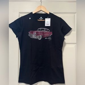 Graceland rhinestone T-shirt black larger Elvis Cadillac